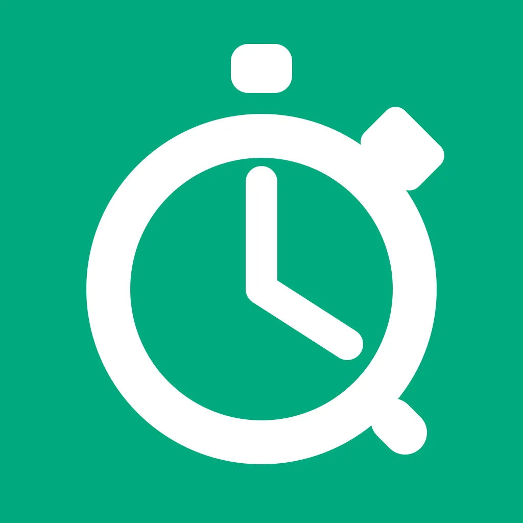 TimedTrainer app icon: a white stopwatch on green.